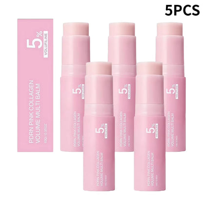 PDRN Pink Collagen Volume Multi Balm Stick 5% Volufiline Moisturizing Instant Fade Fine Line Firming Plumping for Face Eye Neck