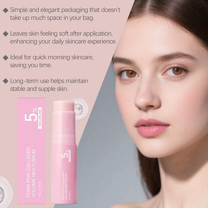 PDRN Pink Collagen Volume Multi Balm Stick 5% Volufiline Moisturizing Instant Fade Fine Line Firming Plumping for Face Eye Neck