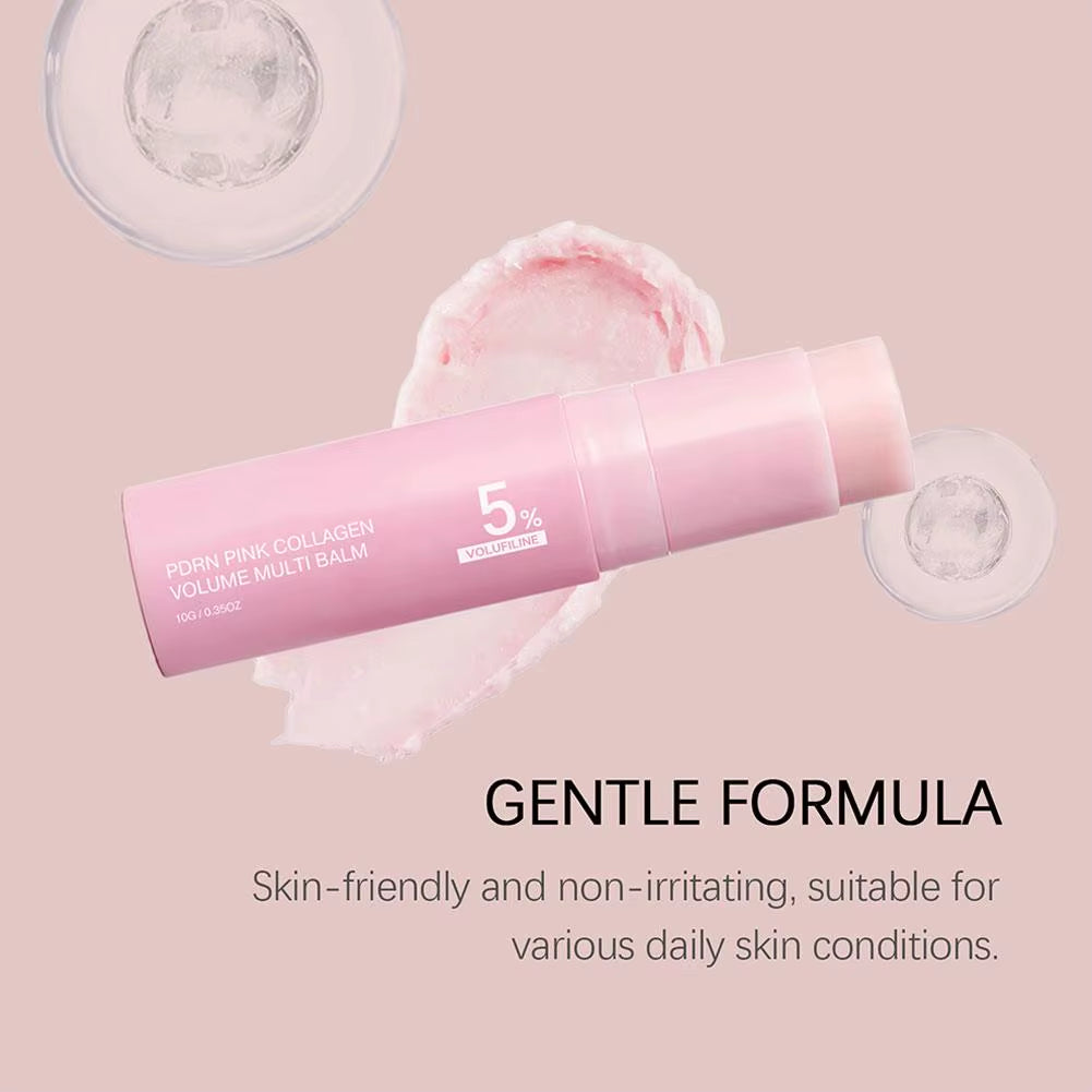 PDRN Pink Collagen Volume Multi Balm Stick 5% Volufiline Moisturizing Instant Fade Fine Line Firming Plumping for Face Eye Neck