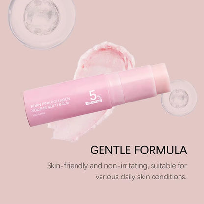 PDRN Pink Collagen Volume Multi Balm Stick 5% Volufiline Moisturizing Instant Fade Fine Line Firming Plumping for Face Eye Neck