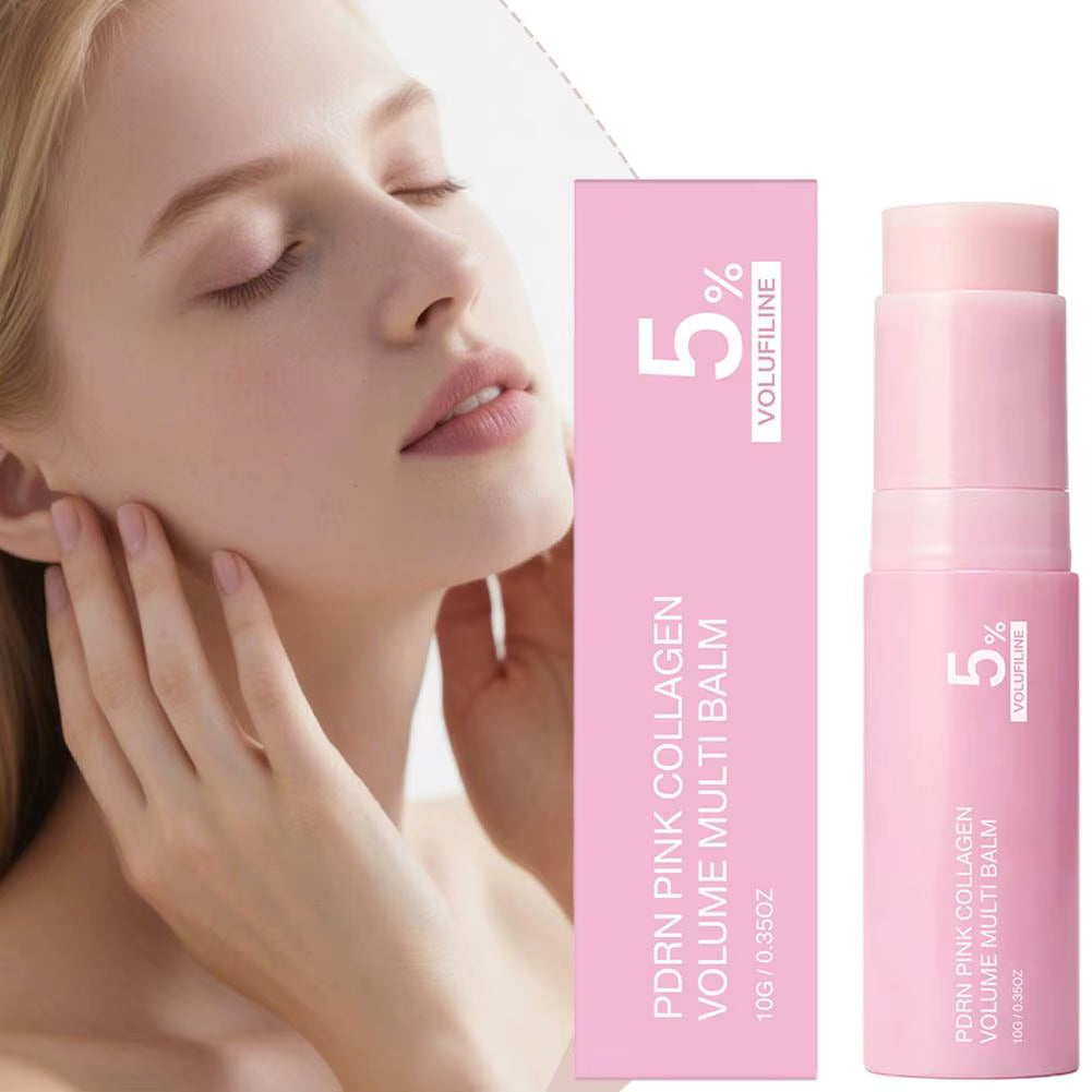 PDRN Pink Collagen Volume Multi Balm Stick 5% Volufiline Moisturizing Instant Fade Fine Line Firming Plumping for Face Eye Neck