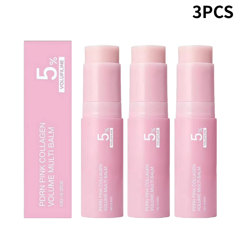PDRN Pink Collagen Volume Multi Balm Stick 5% Volufiline Moisturizing Instant Fade Fine Line Firming Plumping for Face Eye Neck