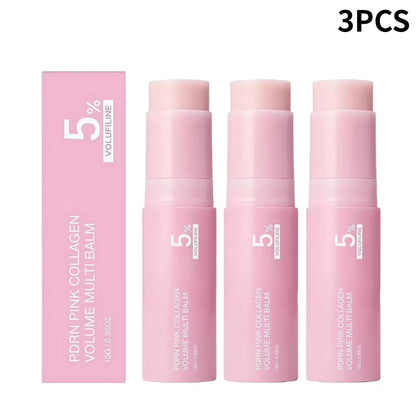PDRN Pink Collagen Volume Multi Balm Stick 5% Volufiline Moisturizing Instant Fade Fine Line Firming Plumping for Face Eye Neck